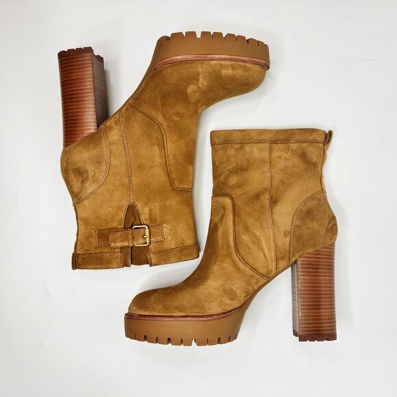NWT Veronica Beard Hannigan Lug Sole Suede Hazelwood Buckle Boots Booties 11 - Picture 8 of 15